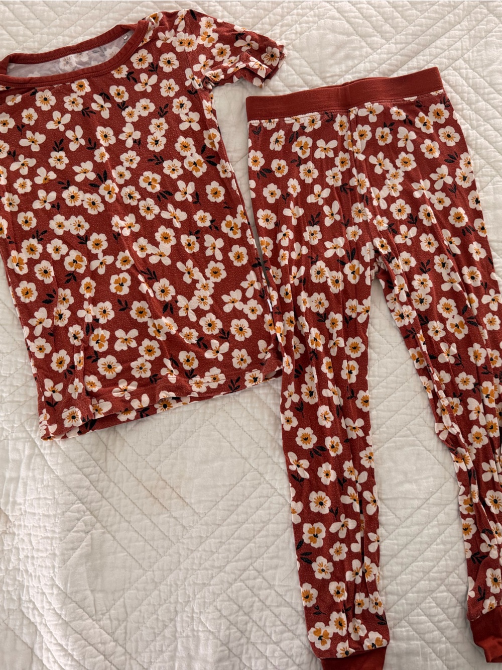 Little sleepies Mocha Blossom short sleeve top long sleeve pants 3T